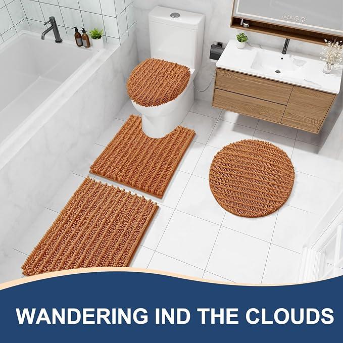 Arotive Luxury Chenille Bathroom Rug Mat, Extra Soft Thick Absorbent Shaggy Bath Rugs, Non-Slip Machine Wash Dry, Plush Bath Mats for Bathroom, Shower and Tub, 36x24, Clay - ModernBath