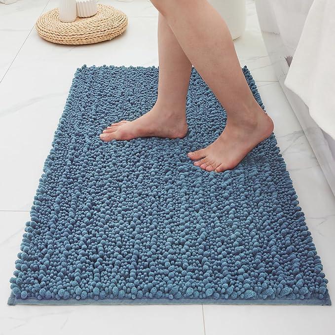 ILANGO Bathroom Rugs Light Blue 36x24,Extra Soft Absorbent Chenille Bath Rugs,Thick Non-Slip Shaggy Bath Mat,Machine Washable Quick Dry Bath Mats for Bathroom Floor, Tub, Shower Accessories - ModernBath