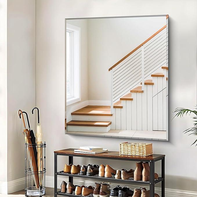 CILIBER Beveled Bathroom Mirror, 40x48 Inch Large Frameless Mirrors for Wall, Upgraded Shatterproof Rectangle Beveled Vanity Mirror Hangs Horizontally/Vertically for Bedroom, Living Room and Entryway - ModernBath