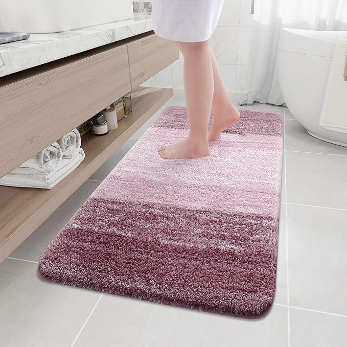 Arotive Microfiber Bathroom Rugs, Shaggy Soft and Absorbent Bath Rug, Non-Slip, Thick Plush Machine Washable Dry Bath Mats for Bathroom, Tub and Shower, 54x24, Mauve, Rectangular - ModernBath