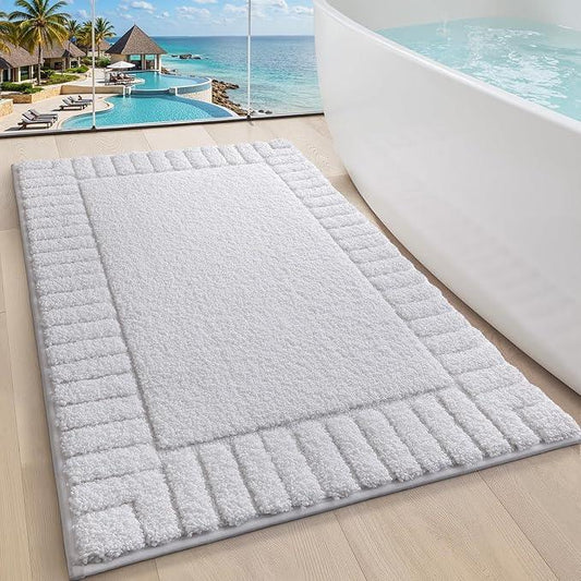 LUMI Bathroom Rugs Non Slip with Rubber Backing, Extra Soft Plush Microfiber Bath Rug Absorbent, Machine Washable Bath Mat Quick Dry for Tub, Shower, Hotel, White, 24"x36" - ModernBath