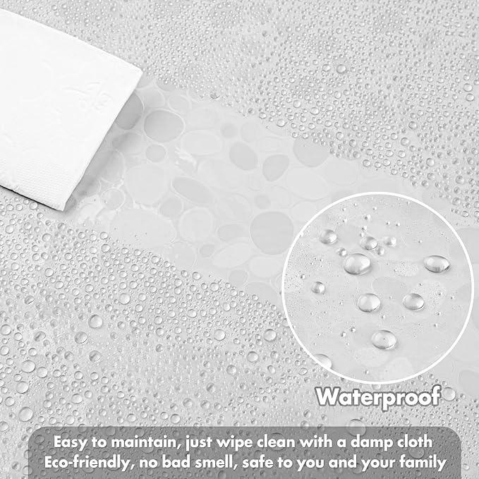 WELTRXE Shower Curtain Liner Waterproof, 8G Thick EVA, Heavy Duty Shower Liner with Magnets, 3D Pebble Bath Curtain for Stall, Bathtubs Bathroom, 72 x 72, 12 Hooks - ModernBath