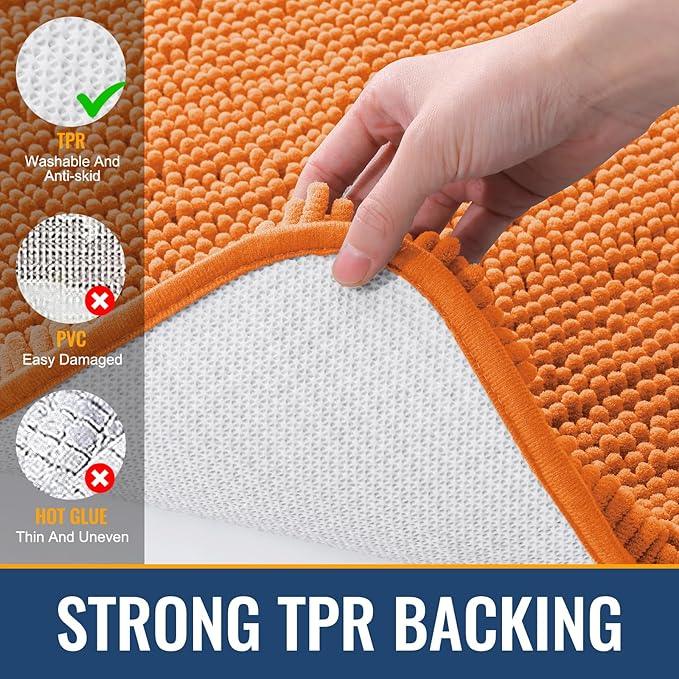 Arotive Bathroom Rugs 30x20, Extra Soft Absorbent Shaggy Chenille Bath Rugs, Machine Washable Rubber Backing Non-Slip Bath Mats for Bathroom Floor Tub and Shower, Home Decor Accessories, Coral - ModernBath