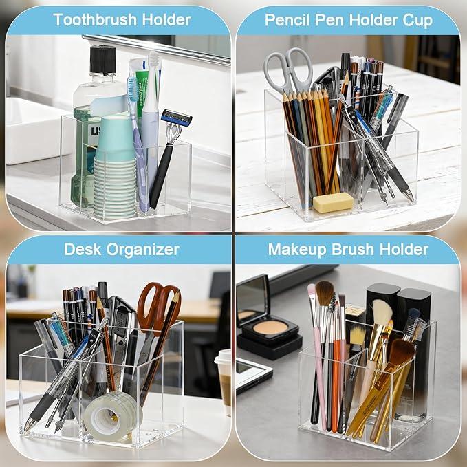 CWYEYE Toothbrush Holder, Clear Acrylic Toothbrush Holders for Bathrooms, Large Capacity Electric Toothbrush and Toothpaste Holder for Bathroom Countertop - ModernBath