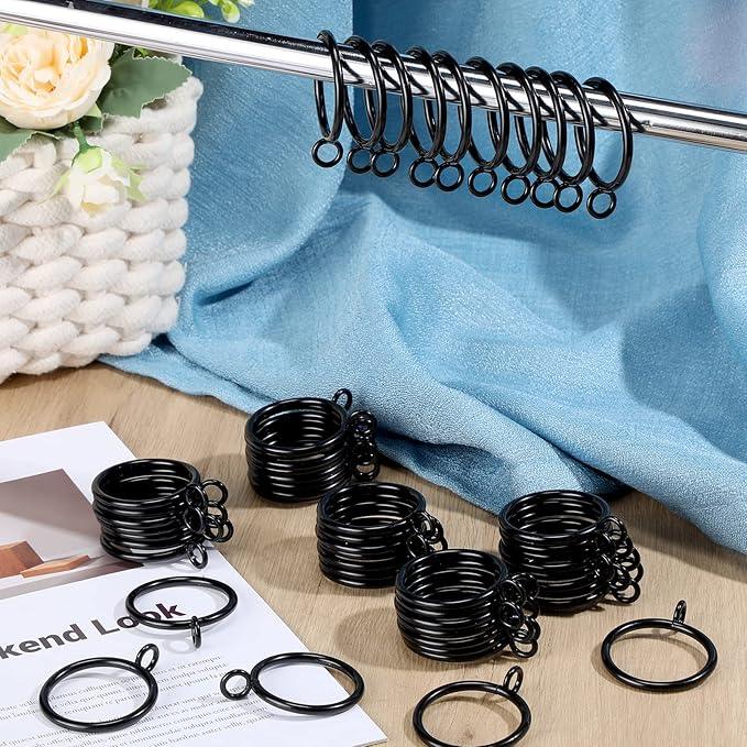Maitys 100 Pcs Metal Curtain Rings with Eyelet 1.5-inch Inner Diameter Eyelet Curtain Rings for Drapery Clips Hooks for Sliding Window Bathroom Door Shower Rod (Black) - ModernBath
