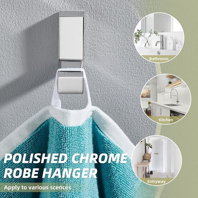 APLusee Polished Chrome Bath Towel Hook, 304 Stainless Steel L Shape Coat Hanger, Bathroom Home Accessory Wall Mount - ModernBath