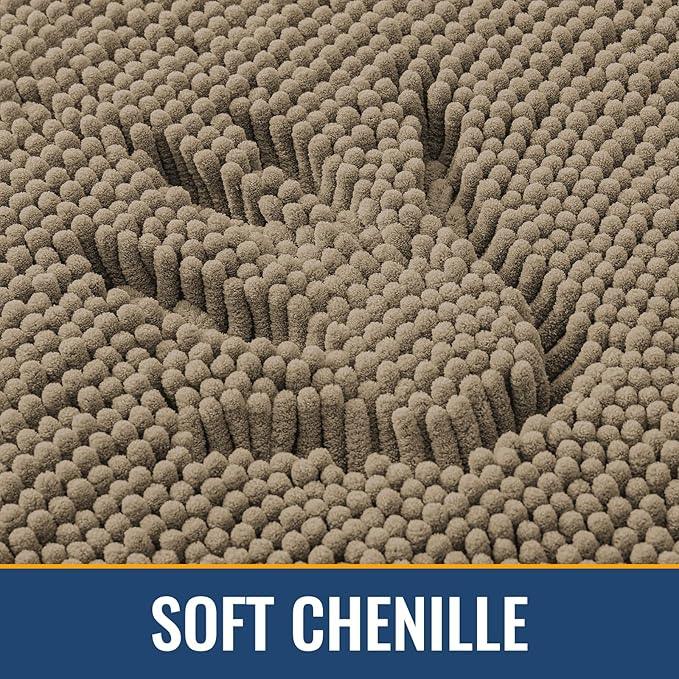 Arotive Bathroom Rugs 30x20, Extra Soft Absorbent Shaggy Chenille Bath Rugs, Machine Washable Rubber Backing Non-Slip Bath Mats for Bathroom Floor Tub and Shower, Home Decor Accessories, Camel - ModernBath