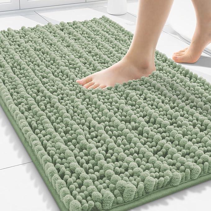 Smiry Bathroom Rugs Mat 30x20, Extra Soft Absorbent Chenille Bath Rugs, Non Slip Rubber Backing Machine Washable Quick Dry Bath Mats for Bathroom Floor, Tub, Shower, Home Decor Accessories, Sage Green - ModernBath