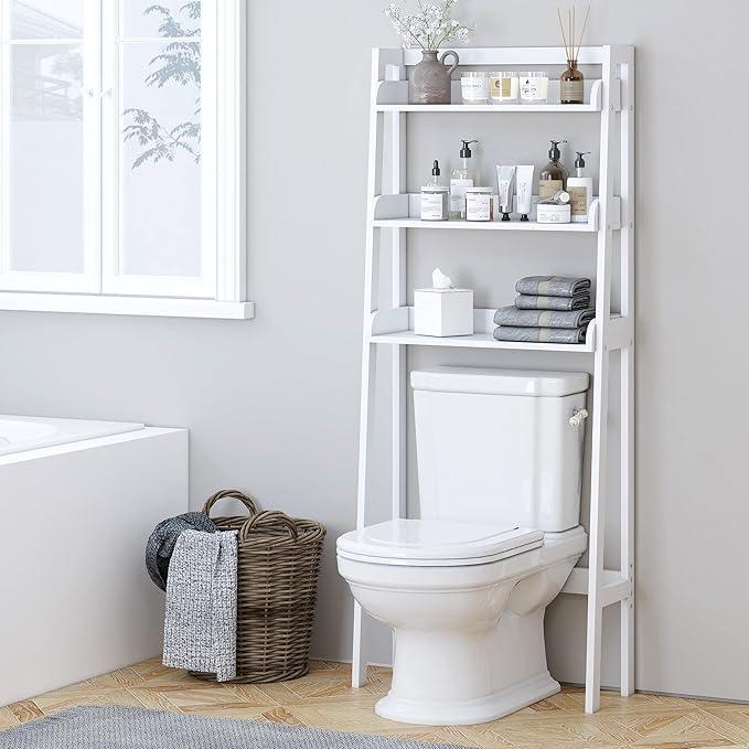 UTEX Over The Toilet Storage Shelf, 3-Tier Over Toilet Bathroom Organizer, Above Toilet Shelves Rack (White) - ModernBath