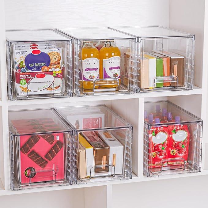 Vtopmart 2 Pack Large Stackable Storage Drawers,Clear Acrylic Drawer Organizers with Handles, Easily Assemble for Bathroom,Kitchen Undersink,Cabinet,Closet,Makeup,Pantry organization and Storage - ModernBath