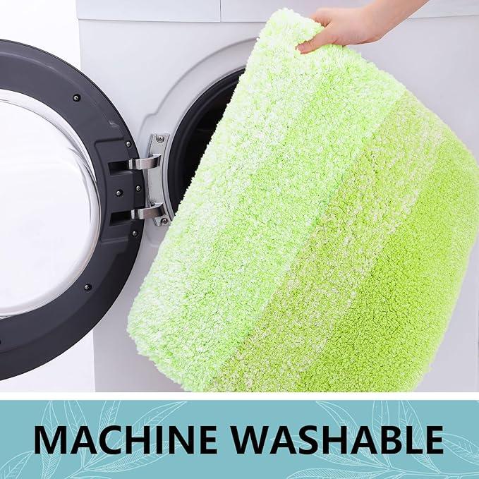 Arotive Microfiber Bathroom Rugs, Shaggy Soft and Absorbent Contour Toilet Rugs, Non-Slip, Thick Plush Machine Washable Dry Bath Mats for Toilet Base, 24x16, Light Green, Rectangular - ModernBath