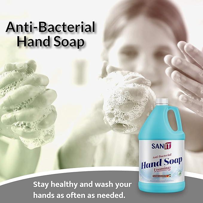 Sanit Antibacterial Foaming Hand Soap Refill - Advanced Formula with Aloe Vera and Moisturizers - All-Natural Moisturizing Hand Wash - Made in USA, Mango Coconut, 1 Gallon - ModernBath