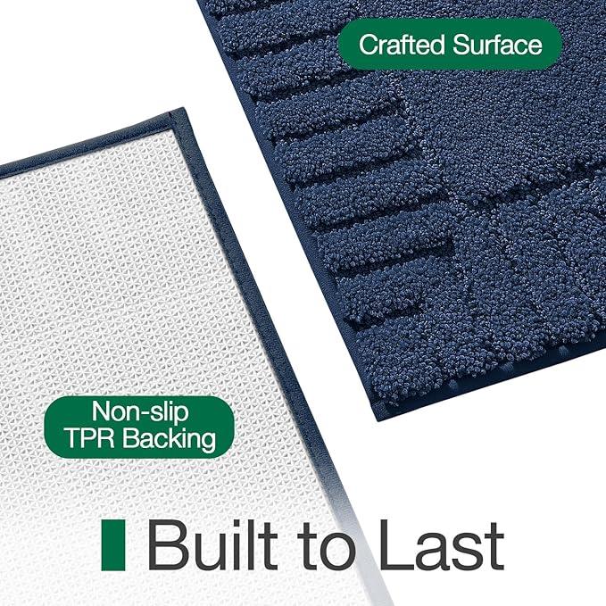 LUMI Bathroom Rugs Non Slip with Rubber Backing, Extra Soft Plush Microfiber Bath Rug Absorbent, Machine Washable Bath Mat Quick Dry for Tub, Shower, Hotel, Blue, 20"x32" - ModernBath