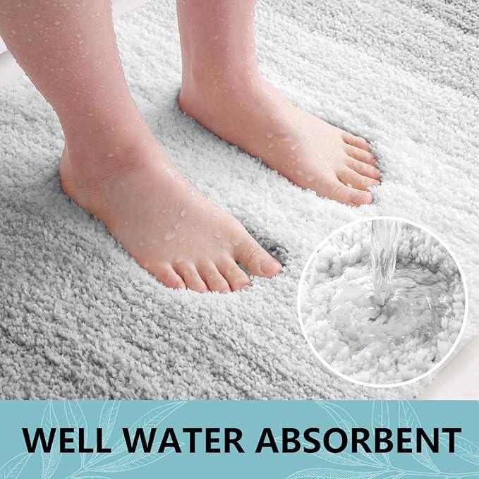Arotive Microfiber Bathroom Rugs, Shaggy Soft and Absorbent Bath Rug, Non-Slip, Thick Plush Machine Washable Dry Bath Mats for Bathroom, Tub and Shower, 47x24, Light Grey, Rectangular - ModernBath