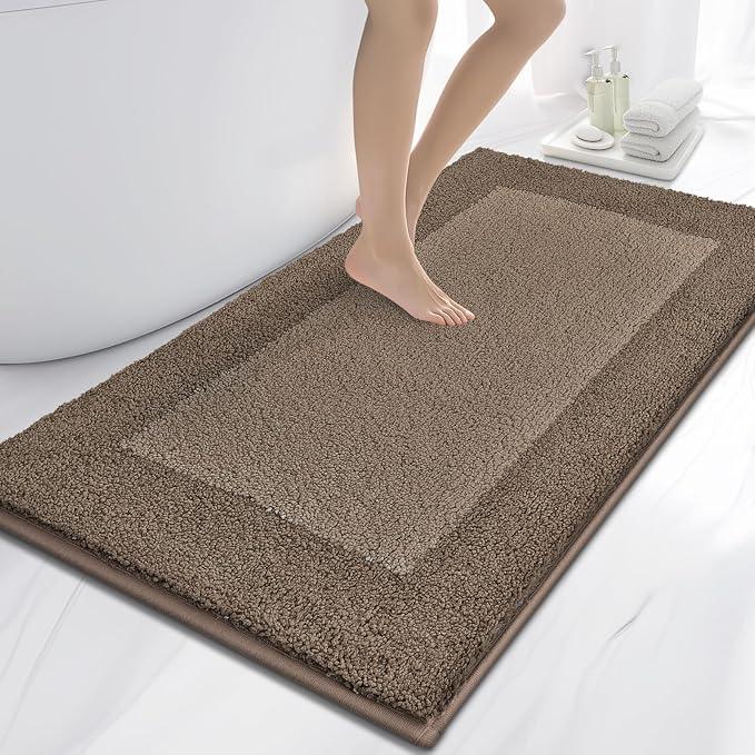 anllugs Bathroom Rugs 30" x 60", Non-Slip Extra Soft Absorbent Bath Rugs, Machine Washable Quick Dry Bath Mats for Bathroom Floor, Shower, Bathtub and Sink, Grayish Brown & Coffee - ModernBath