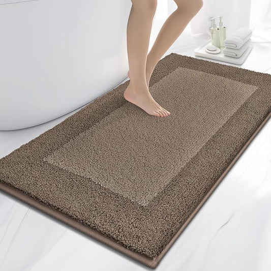 anllugs Bathroom Rugs 30" x 60", Non-Slip Extra Soft Absorbent Bath Rugs, Machine Washable Quick Dry Bath Mats for Bathroom Floor, Shower, Bathtub and Sink, Grayish Brown & Coffee - ModernBath