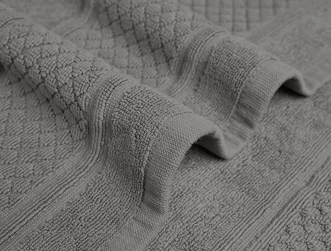 Avalon Towels Grey Bath Mat - 100% Cotton Set of 2 Absorbent Bathmat - Bathroom Mats Quick Dry Bath Mats for Bathrooms (22x34 Inches) - ModernBath