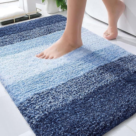 OLANLY Bathroom Rug Mat 36x24, Extra Soft and Absorbent Microfiber Bath Rugs, Non-Slip Plush Shaggy Bath Carpet, Machine Wash Dry, Bath Mats for Bathroom Floor, Tub and Shower, Navy - ModernBath