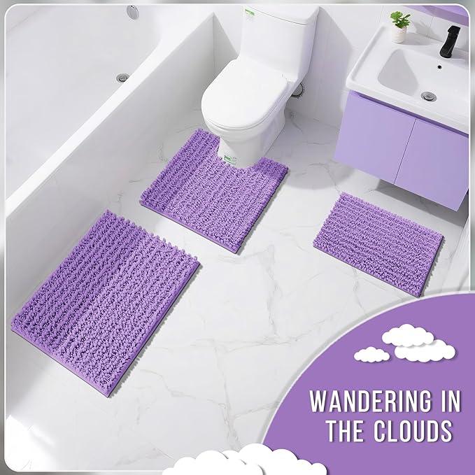 Yimobra Bathroom Rugs Non Slip Washable 32x20 Inch - Ultra Soft Absorbent Chenille Bath Mat, Quick Dry Shaggy Floor Carpet for Tub Shower, Lavender Home Decor Accessories - ModernBath