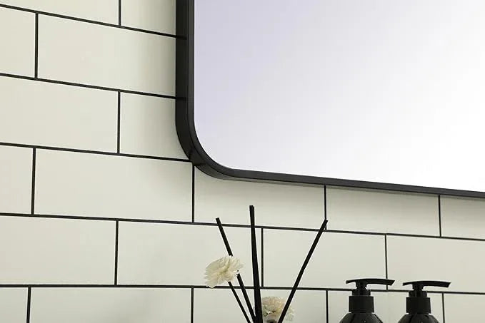 ARS Concepts Aura, Soft Corner Metal Rectangular Mirror 30X48 Inch in, Modern, Black - ModernBath