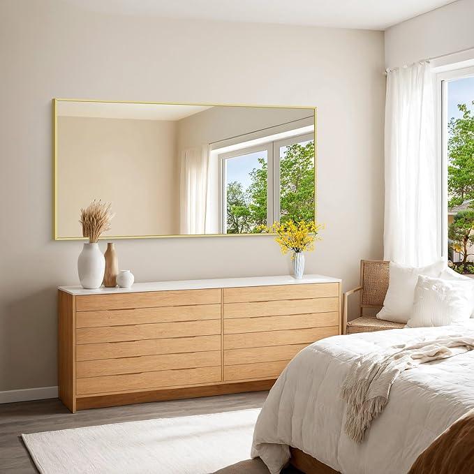 KOCUUY Large Gold Bathroom Mirror, 60x30 inch Rectangular Mirror for Bathroom Sink, Oversized Wall Mirror with Metal Gold Frame for Living Room, Farmhouse, Entryway, Hang Horizontal/Vertical - ModernBath