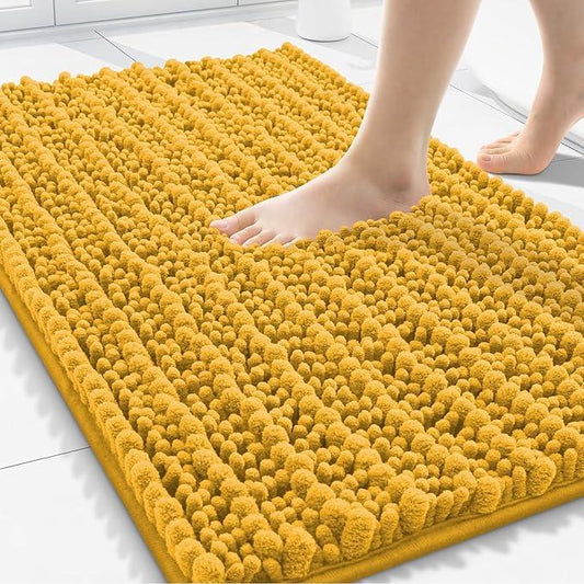 Smiry Bathroom Rugs Mat 30x20, Extra Soft Absorbent Chenille Bath Rugs, Non Slip Rubber Backing Machine Washable Quick Dry Bath Mats for Bathroom Floor, Tub, Shower, Home Accessories, Golden Yellow - ModernBath