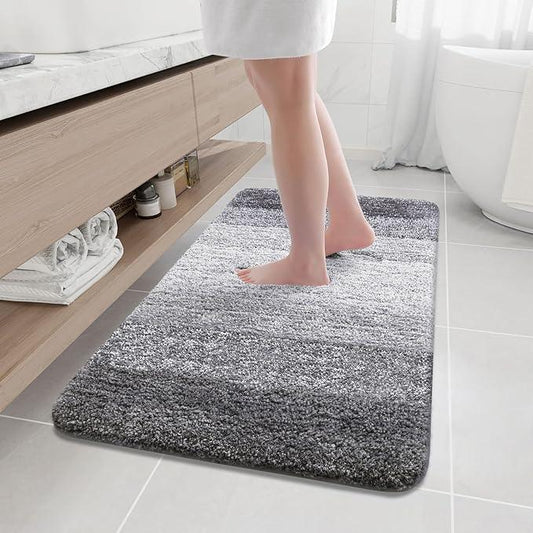 Arotive Microfiber Bathroom Rugs, Shaggy Soft and Absorbent Bath Rug, Non-Slip, Thick Plush Machine Washable Dry Bath Mats for Bathroom, Tub and Shower, 44x24, Grey, Rectangular - ModernBath