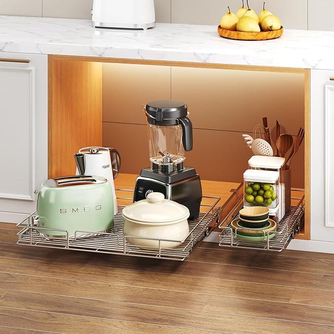 Pull Out Cabinet Organizer 30" W x 21½" D, Heavy Duty Cabinet Pull Out Shelves, Slide Out Drawers Organization for Kitchen Cabinets Bathroom - ModernBath