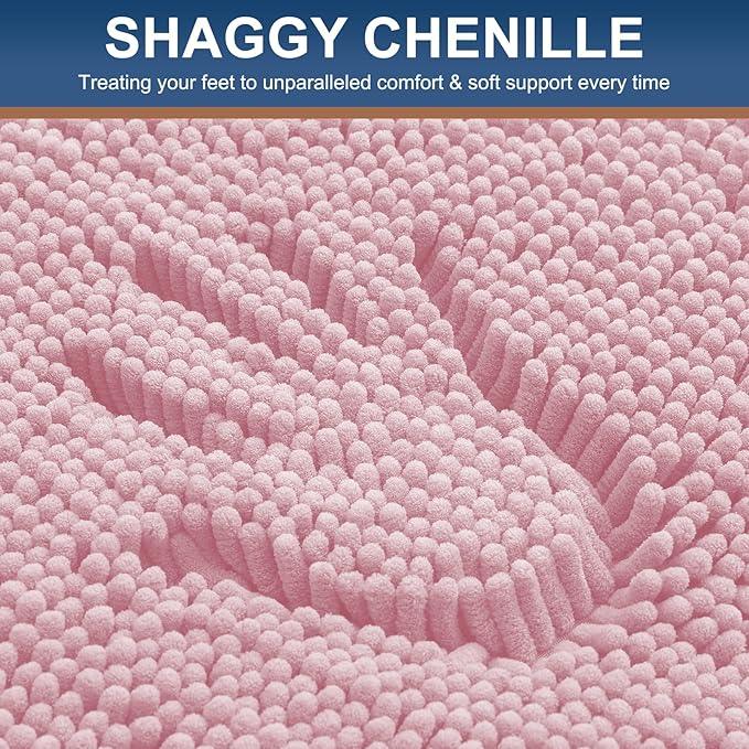 Smiry Luxury Chenille Bathroom Rugs 24x16, Extra Soft and Absorbent Shaggy Bath Mat, Machine Washable, Non-Slip Plush Carpet Runner for Tub, Shower, and Floor, Home Decor Accessories, Dusty Rose - ModernBath