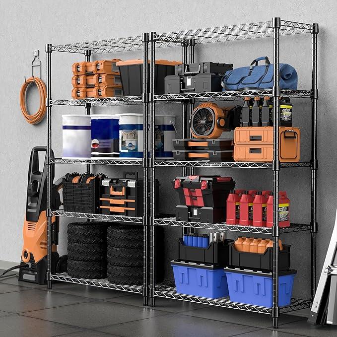 1250 lbs Storage Shelving Utility Shelving Unit 5-Tier Utility Shelving Unit Steel Organizer Wire Rack for Home,Kitchen,Office (13.7" D x 23.6" W x 62.4" H) - ModernBath