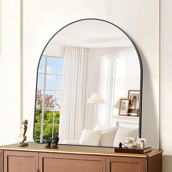 GLASHOM Arched Bathroom Mirror, 40"x48" Black Arched Mirror for Bathroom, Wall Mounted Mirror, Black Vanity Wall Mirror w/Metal Frame for Bedroom, Entryway, Living Room, Vertically Hanging - ModernBath