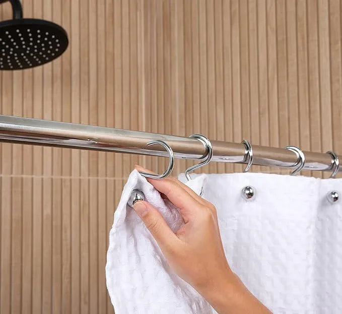 Hermosa Collection Luxury S Shower Curtain Hooks (12-Pack) Hotel Quality Silver Chrome Finish | Bathroom Accessories | Non-Slip Ball End | Easy to Hang - ModernBath