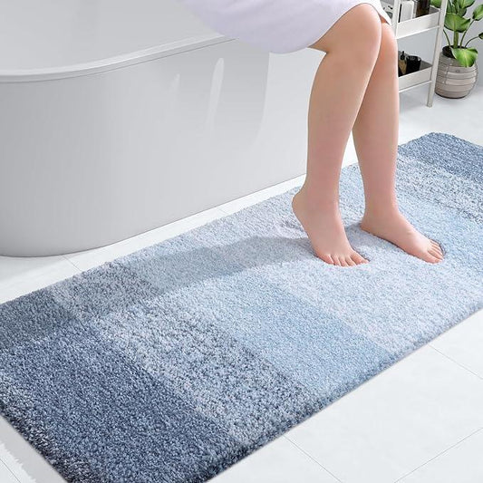 OLANLY Bathroom Runner Rugs 59x24, Extra Soft Absorbent Microfiber Bath Rugs, Rubber Backing, Quick Dry, Machine Washable Bath Mats for Bathroom Floor, Tub and Shower, Home Decor Accessories, Blue - ModernBath