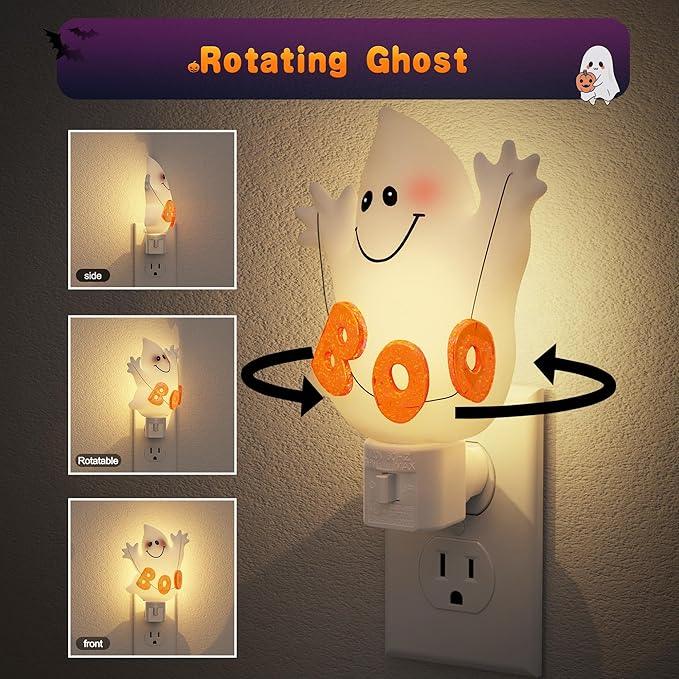 JandCase Ghost Night Light, 3000K Night Lights Plug into Wall,Cute & Funny Halloween Night Light for Kids,Plug in Ghost Nightlight with 360° Rotatable for Halloween Party Decor,1 Pack - ModernBath