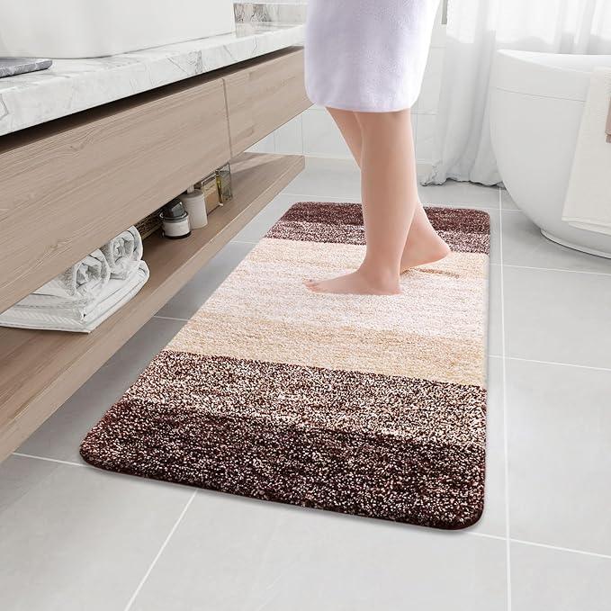 Arotive Microfiber Bathroom Rugs, Shaggy Soft and Absorbent Bath Rug, Non-Slip, Thick Plush Machine Washable Dry Bath Mats for Bathroom, Tub and Shower, 44x24, Brown, Rectangular - ModernBath