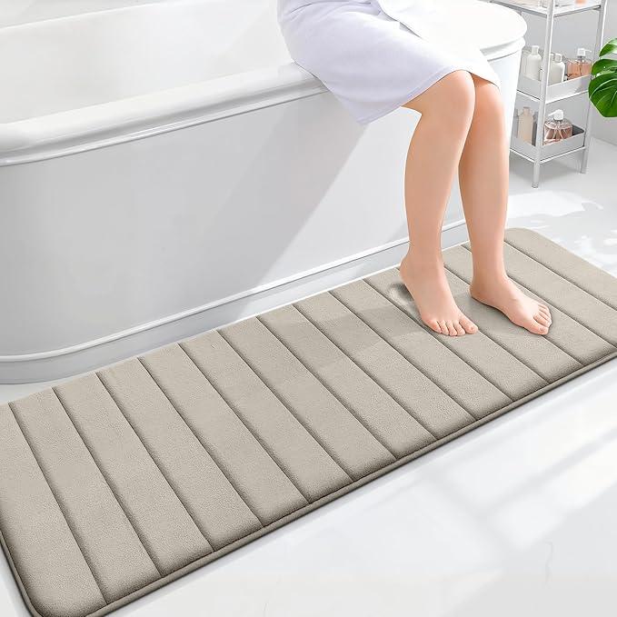 OLANLY Memory Foam Long Bathroom Rugs Runner 59x20, Super Soft Absorbent Bath Mat, Quick Dry, Machine Washable Shower Floor Rugs, Bathmat Carpet, Bathroom Home Decor Accessories, Warm Taupe - ModernBath