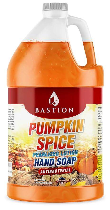 Bastion Antibacterial Hand Soap - Pumpkin Spice Moisturizing Pearlized Liquid Hand Wash - 1 Gallon (128 oz.) Bulk Refill Jug. Pumpkin Spice Scented. Non-toxic. Made in the USA. - ModernBath