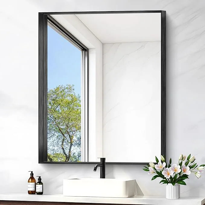 Black Bathroom Mirror, 30x36 Inch Rectangular Framed Mirror, Large Wall Mounted Bathroom Vanity Mirror Over Sink for Bedroom,Restroom, Living Room, Hangs Vertically or Horizontally - ModernBath
