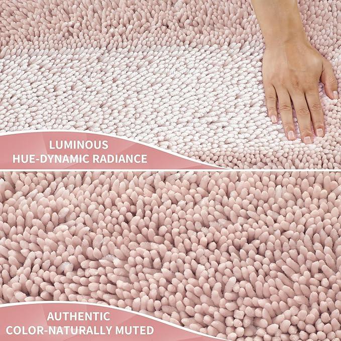Yimobra Chenille Bathroom Rugs Non Slip, Extra Thick Soft Absorbent Bath Rug 31.5x20 Inch, Machine Washable Quick Dry Bath Mat for Bathroom Floor, Tub and Shower, Home Decor Accessories, Pink - ModernBath