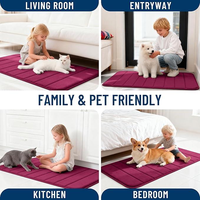 OLANLY Memory Foam Long Bathroom Rugs Runner 70x24, Super Soft Absorbent Bath Mat, Quick Dry, Machine Washable Shower Floor Rugs, Bathmat Carpet, Bathroom Home Decor Accessories, Burgundy - ModernBath