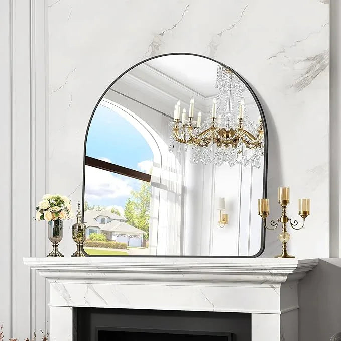 Arched Bathroom Mirror, 36"x40" Black Arched Mirror for Bathroom, Wall Mounted Mirror, Black Vanity Wall Mirror w/Metal Frame for Bedroom, Entryway, Living Room, Vertically Hanging - ModernBath