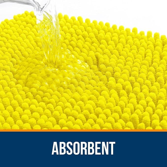 OLANLY Bathroom Rugs 44x24, Extra Soft Absorbent Chenille Bath Rugs, Rubber Backing Quick Dry, Machine Washable Bath Mats for Bathroom Floor, Tub and Shower, Home Decor Accessories, Lemon Yellow - ModernBath