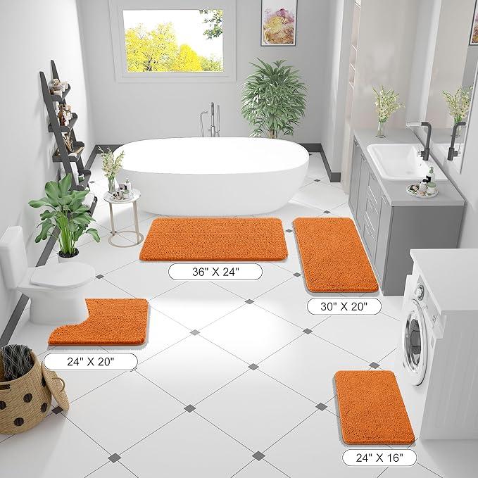 OLANLY Bathroom Rugs 30x20, Extra Soft Absorbent Chenille Bath Rugs, Rubber Backing Quick Dry, Machine Washable Bath Mats for Bathroom Floor, Tub and Shower, Home Decor Accessories, Clay - ModernBath