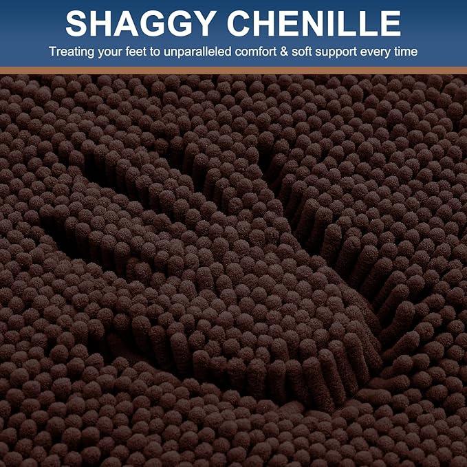 Smiry Luxury Chenille Bathroom Rugs 36x24, Extra Soft and Absorbent Shaggy Bath Mat, Machine Washable, Non-Slip Plush Carpet Runner for Tub, Shower, and Floor, Home Decor Accessories, Brown - ModernBath