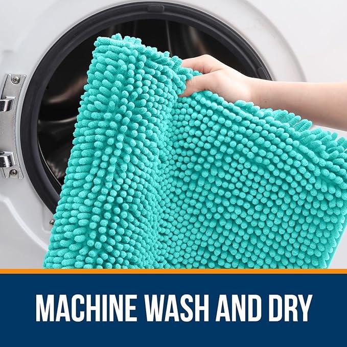 OLANLY Bathroom Rugs 30x20, Extra Soft Absorbent Chenille Bath Rugs, Rubber Backing Quick Dry, Machine Washable Bath Mats for Bathroom Floor, Tub and Shower, Home Decor Accessories, Teal - ModernBath