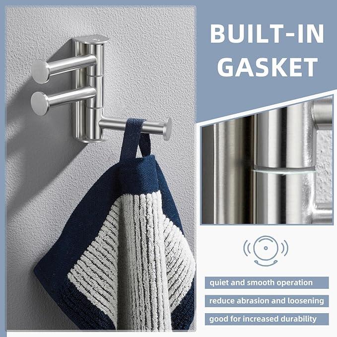 Angle Simple Swivel Towel Hook for Bathroom, SUS 304 Stainless Steel Robe Coat Hook Brushed Nickel - ModernBath