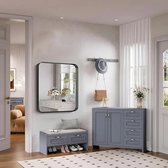 FORBATH 30x36 Inch Bathroom Mirror, Brushed Black Deep Frame Wall Mirror with Rounded Corners, Anti-Rust Tempered Glass for Modern Farmhouse Vanity (Horizontal/Vertical) - ModernBath