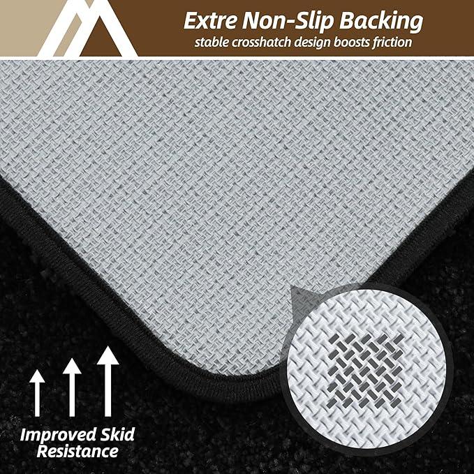 COSY HOMEER Bathroom Rugs Mat 24”x36” Absorbent Non-Slip Bath Mat Plush Shaggy Machine Washable Bath Rugs Soft Polyester Bath Mats for Bathroom Floor,Tub and Shower,Black - ModernBath