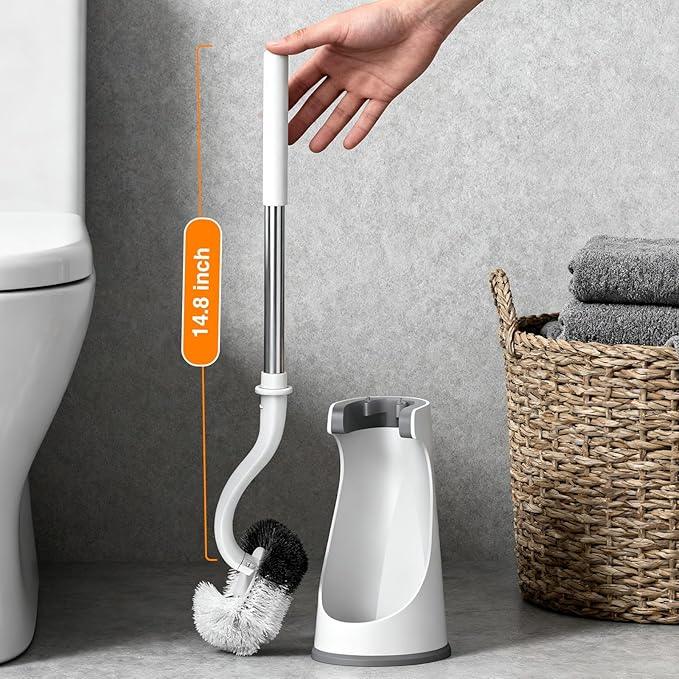 Lefree Toilet Brush and Holder Set, Bathroom Cleaner Brush Set, Curved Design, Non-Slip Handle Toilet Bowl Brush with Curved Bristle for Dead Corner Clean, RV Bathroom Accessories Toilet Scrubber - ModernBath