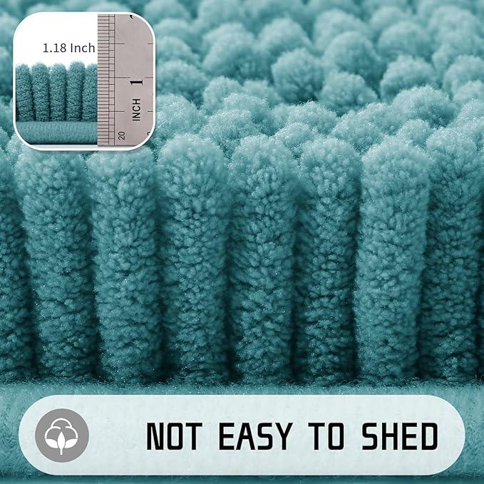Yimobra Long Bathroom Rugs 44"x24", Extra Soft Non Slip Bath Mat for Tub, Super Absorbent Quick Dry Shaggy Rug Floor Carpet, Machine Washable,Teal Blue - ModernBath